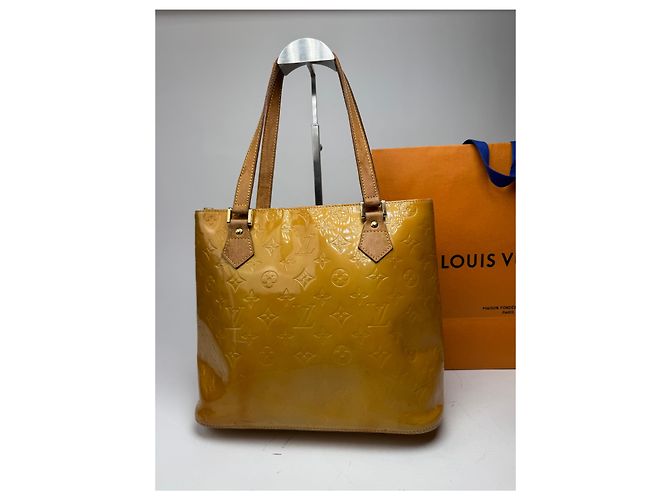 Alma Vintage Louis Vuitton Vernis Leder Tasche Gelb Grün - Ansicht 14