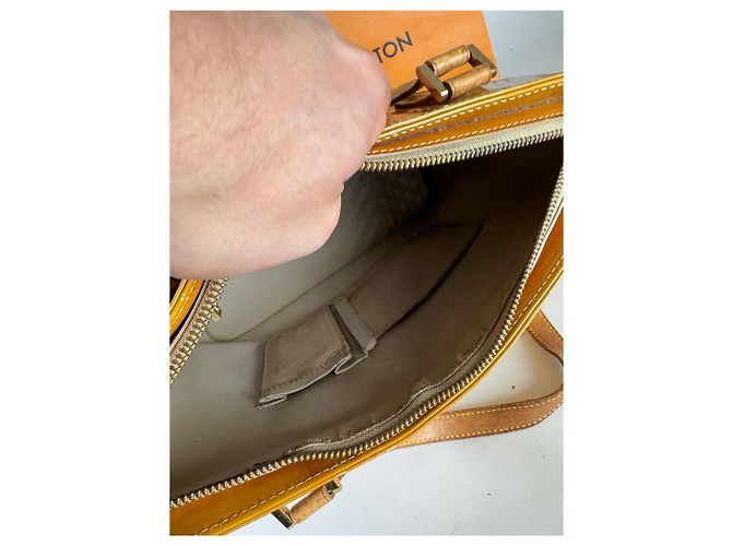 Alma Vintage Louis Vuitton Vernis Leder Tasche Gelb Grün - Ansicht 15