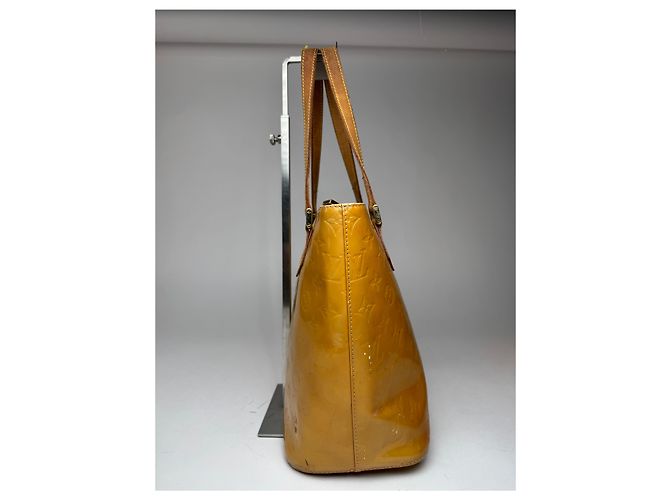 Alma Vintage Louis Vuitton Vernis Leder Tasche Gelb Grün - Ansicht 2