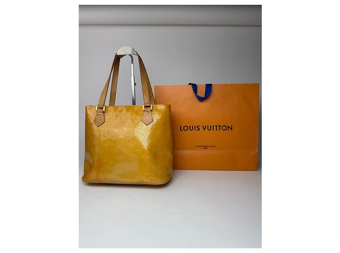 Alma Vintage Louis Vuitton Vernis Leder Tasche Gelb Grün - Ansicht 8