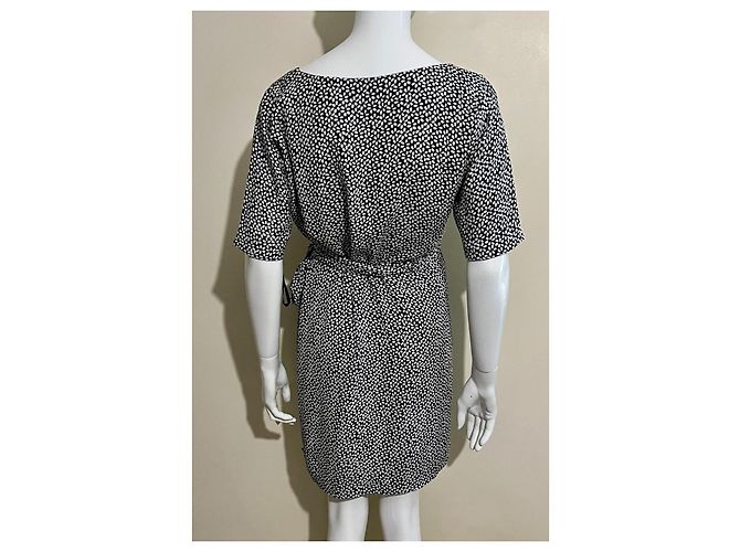 Diane Von Furstenberg DvF Shannon silk wrap dress in black and white - view 2