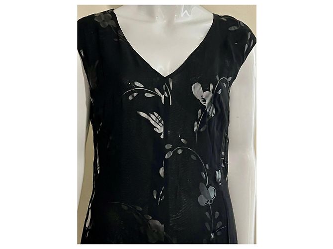 Laurèl Atemberaubendes schwarzes Maxikleid aus Viskose-Chiffon - Ansicht 2