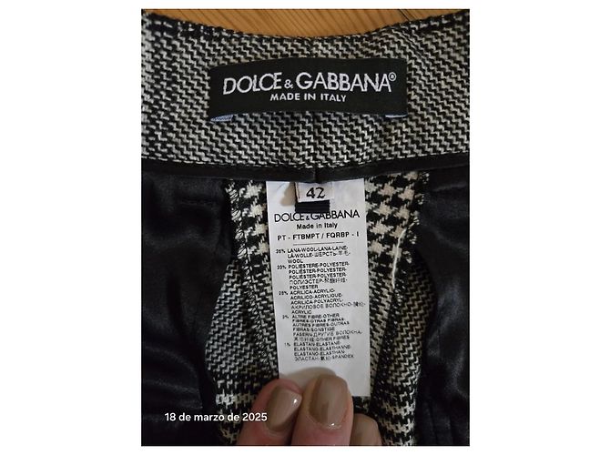 Dolce & Gabbana Calça extra longa com pregas e perna larga Preto Branco - vista 10