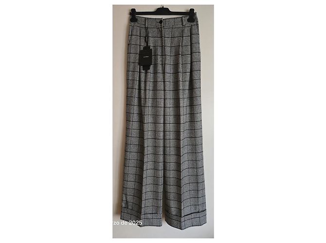 Dolce & Gabbana Calça extra longa com pregas e perna larga Preto Branco - vista 2