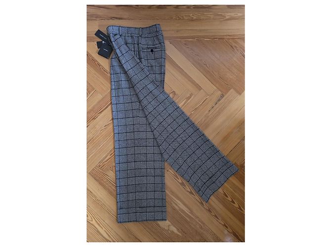 Dolce & Gabbana Calça extra longa com pregas e perna larga Preto Branco - vista 9