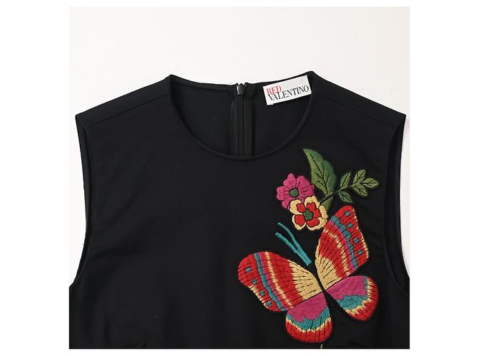 Vestido mini A-line de algodón negro con aplique de mariposa RED Valentino - vista 10