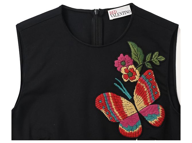 Vestido mini A-line de algodón negro con aplique de mariposa RED Valentino - vista 5