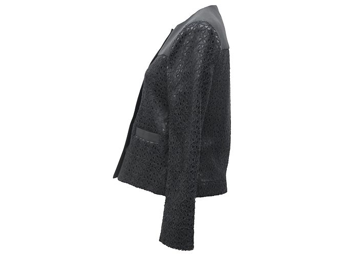 Schwarzer Polyester-Einreiher-Blazer mit Spitzen-Details von Jason Wu - Ansicht 2