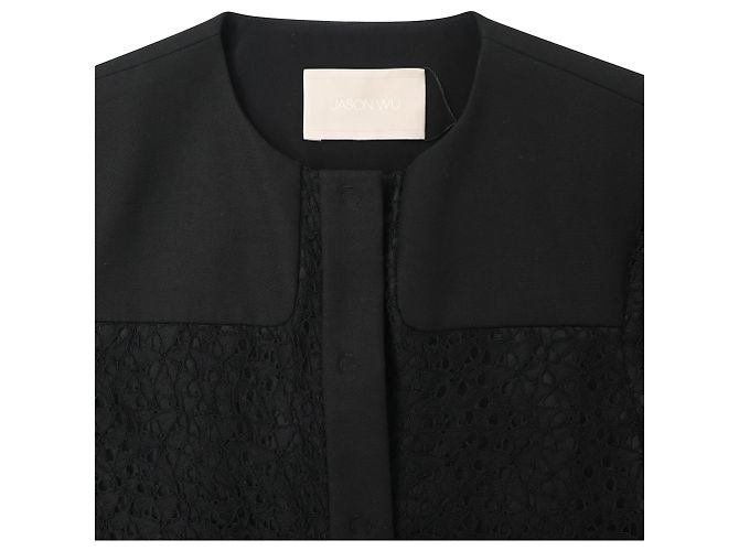 Schwarzer Polyester-Einreiher-Blazer mit Spitzen-Details von Jason Wu - Ansicht 5