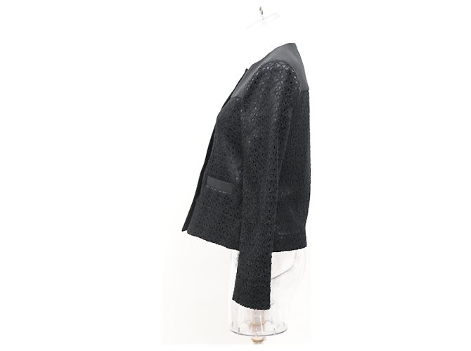 Schwarzer Polyester-Einreiher-Blazer mit Spitzen-Details von Jason Wu - Ansicht 7