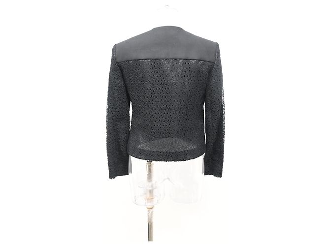 Schwarzer Polyester-Einreiher-Blazer mit Spitzen-Details von Jason Wu - Ansicht 8