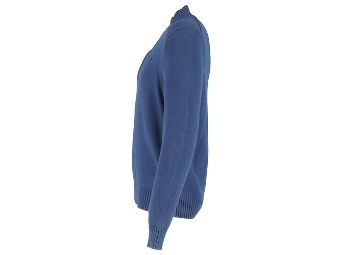 Polo Ralph Lauren Pullover mit Stehkragen und langen Ärmeln aus blauer Baumwolle - Ansicht 2