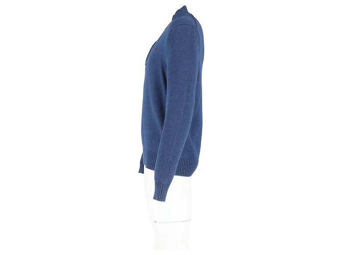 Polo Ralph Lauren Pullover mit Stehkragen und langen Ärmeln aus blauer Baumwolle - Ansicht 5
