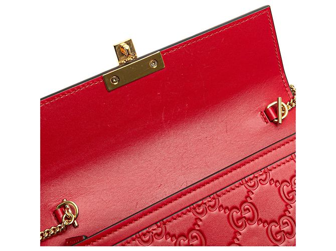 Cartera Gucci Padlock en cadena Guccissima roja - vista 12