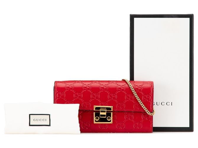 Cartera Gucci Padlock en cadena Guccissima roja - vista 15