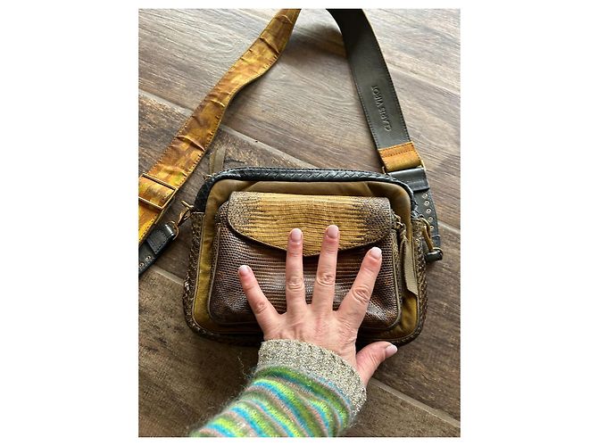 Claris Virot Charly Python Handtasche Khaki Gelb - Ansicht 2