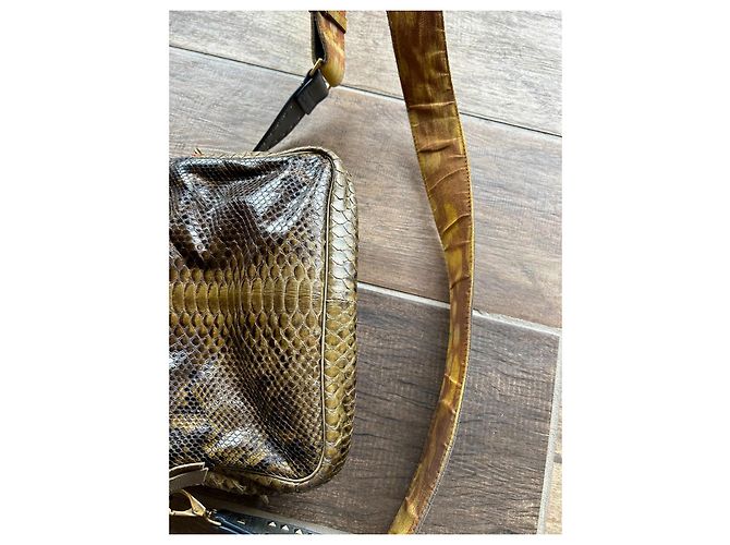 Claris Virot Charly Python Handtasche Khaki Gelb - Ansicht 3