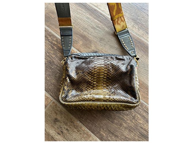 Claris Virot Charly Python Handtasche Khaki Gelb - Ansicht 7