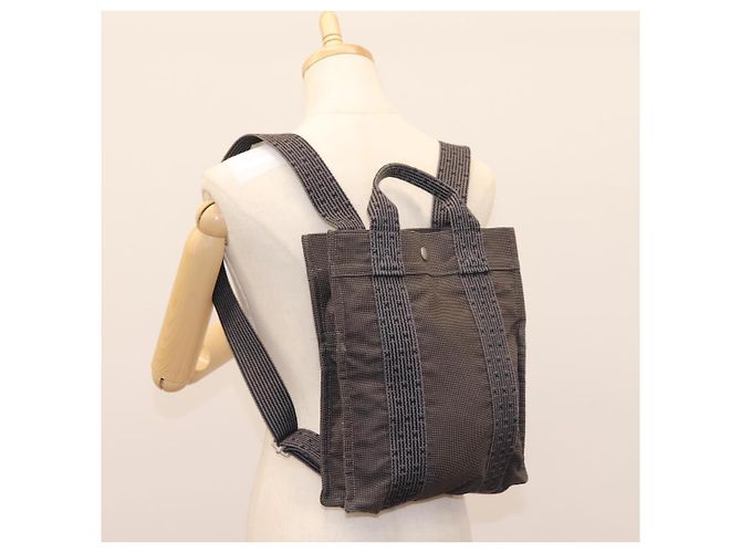 Hermès HERMES Herbag A Dos PM Rucksack aus Canvas Grau Auth BD163 Braun - Ansicht 24