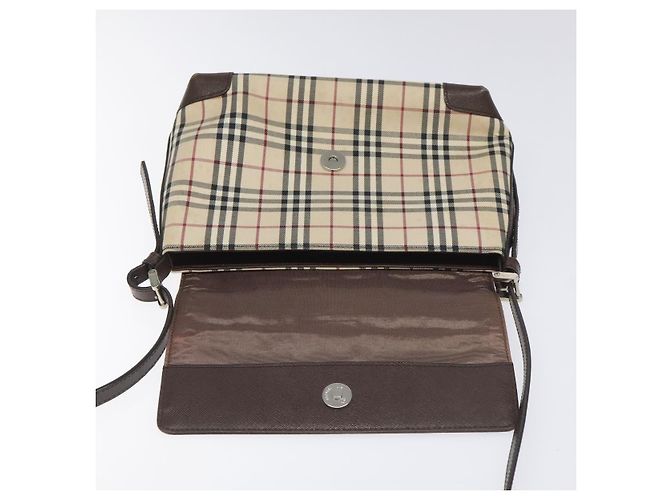 Burberry Nova Check Schultertasche aus Canvas Beige Silber Authentisch BD069 - Ansicht 10
