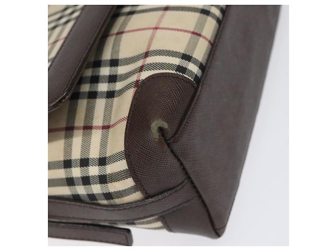 Burberry Nova Check Schultertasche aus Canvas Beige Silber Authentisch BD069 - Ansicht 14