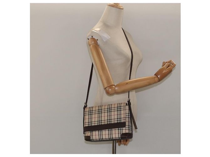 Burberry Nova Check Schultertasche aus Canvas Beige Silber Authentisch BD069 - Ansicht 23