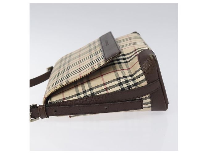 Burberry Nova Check Schultertasche aus Canvas Beige Silber Authentisch BD069 - Ansicht 4