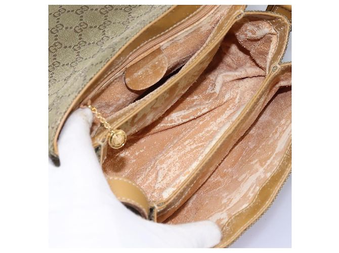 Borsa a Spalla GG Canvas Gucci Beige Oro Auth ac3606 D'oro - vista 10