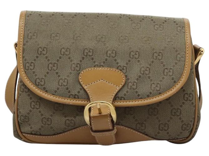 Borsa a Spalla GG Canvas Gucci Beige Oro Auth ac3606 D'oro - vista 13