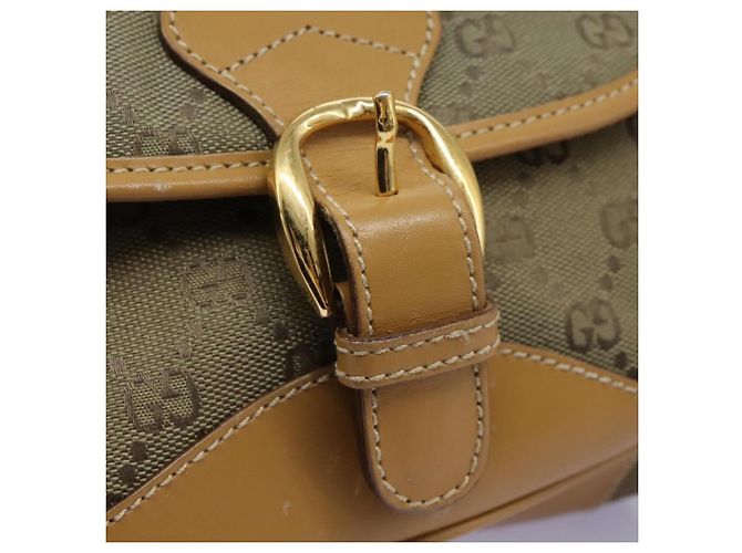 Borsa a Spalla GG Canvas Gucci Beige Oro Auth ac3606 D'oro - vista 19