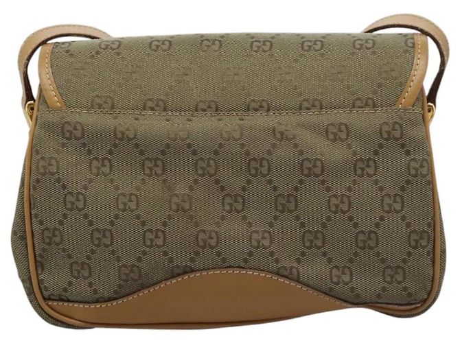 Borsa a Spalla GG Canvas Gucci Beige Oro Auth ac3606 D'oro - vista 2