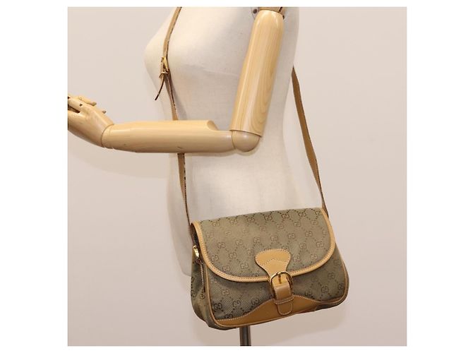 Borsa a Spalla GG Canvas Gucci Beige Oro Auth ac3606 D'oro - vista 25