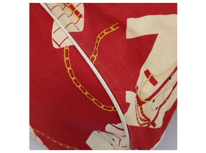 Borsa a spalla con catena CHANEL in tela rossa oro CC Auth 114940 Rosso D'oro - vista 14