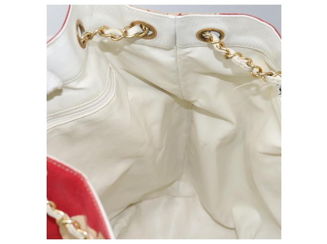 Borsa a spalla con catena CHANEL in tela rossa oro CC Auth 114940 Rosso D'oro - vista 19