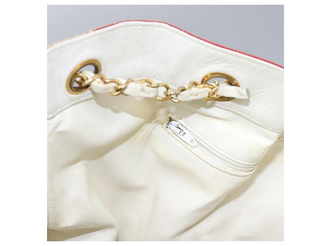 Borsa a spalla con catena CHANEL in tela rossa oro CC Auth 114940 Rosso D'oro - vista 20