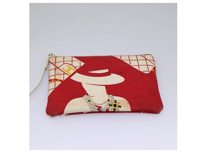 Borsa a spalla con catena CHANEL in tela rossa oro CC Auth 114940 Rosso D'oro - vista 24