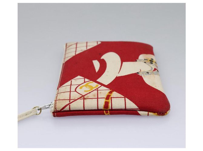 Borsa a spalla con catena CHANEL in tela rossa oro CC Auth 114940 Rosso D'oro - vista 27