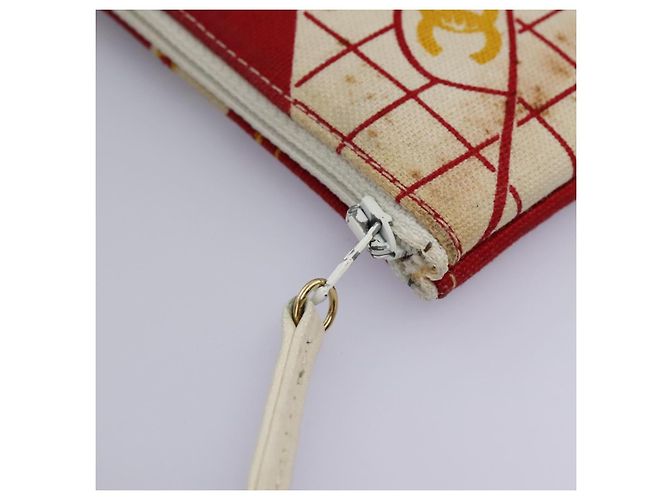 Borsa a spalla con catena CHANEL in tela rossa oro CC Auth 114940 Rosso D'oro - vista 28