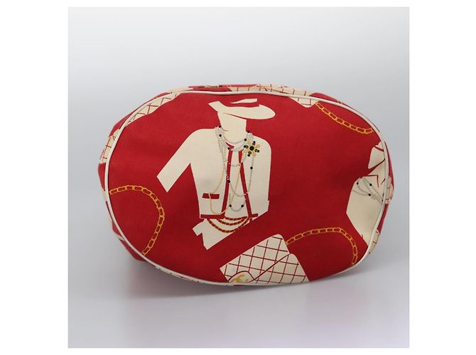 Borsa a spalla con catena CHANEL in tela rossa oro CC Auth 114940 Rosso D'oro - vista 5