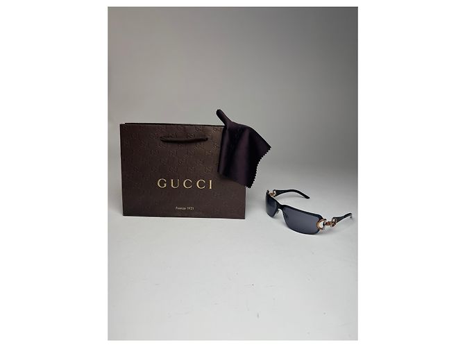 Bamboo Occhiali da sole vintage Gucci in bambù Nero - vista 11