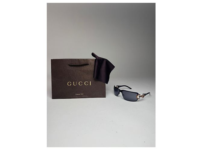 Bamboo Occhiali da sole vintage Gucci in bambù Nero - vista 13