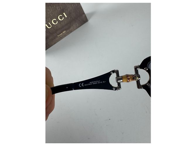 Bamboo Occhiali da sole vintage Gucci in bambù Nero - vista 6