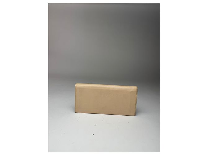 Triomphe Céline Vintage Celine Paris Leather wallet white Beige - view 2