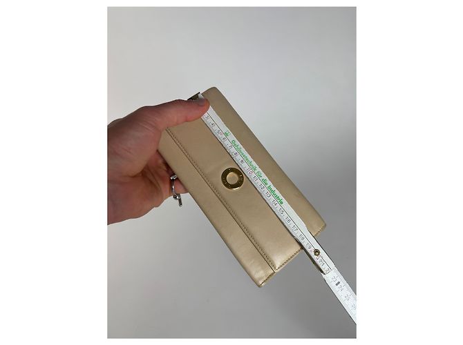 Triomphe Céline Vintage Celine Paris Leather wallet white Beige - view 4