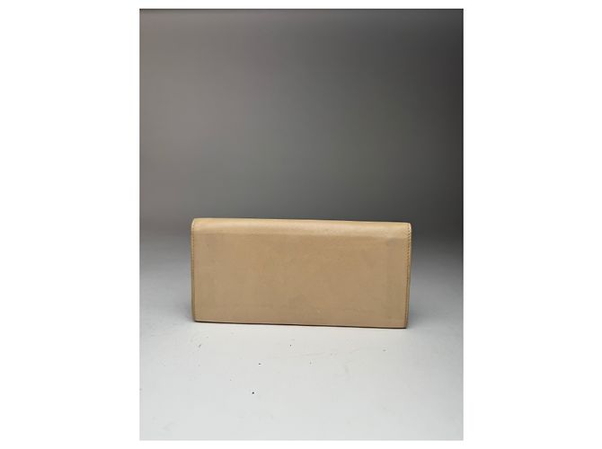 Triomphe Céline Vintage Celine Paris Leather wallet white Beige - view 7
