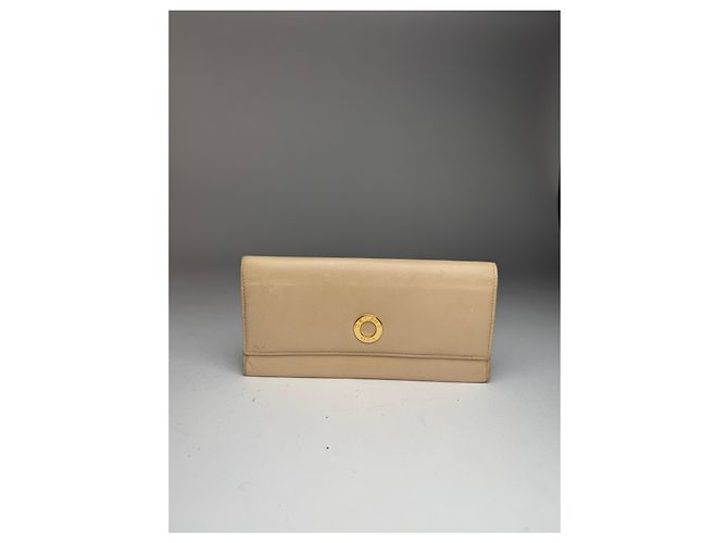 Triomphe Céline Vintage Celine Paris Leather wallet white Beige - view 8