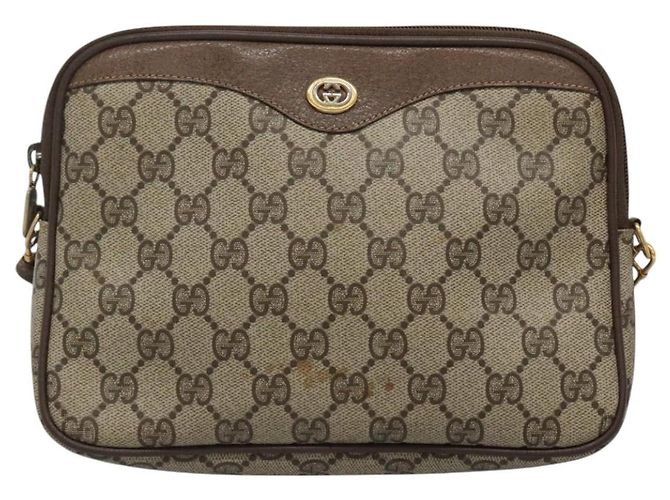 Sac à épaule GUCCI GG Supreme PVC Beige Marron or 97 02 068 Auth ep7562 Doré - vue 13