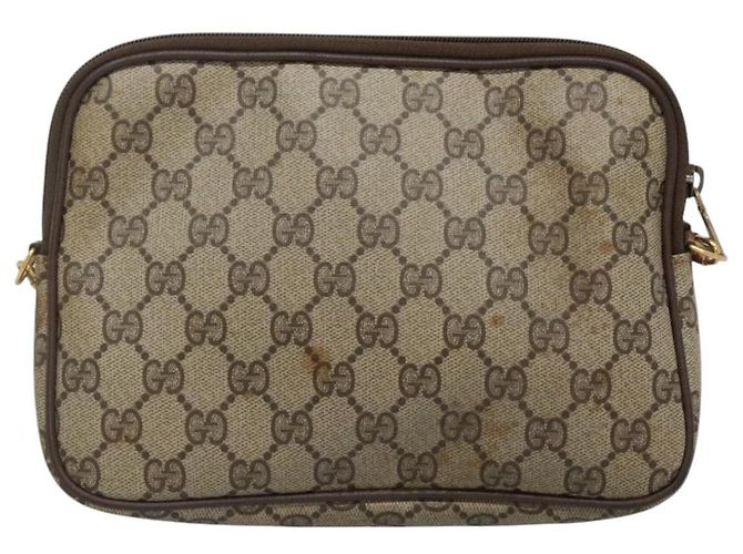 Sac à épaule GUCCI GG Supreme PVC Beige Marron or 97 02 068 Auth ep7562 Doré - vue 2