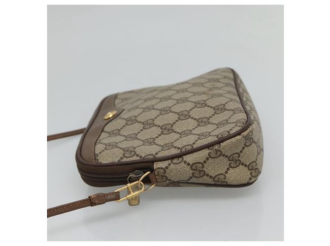 Sac à épaule GUCCI GG Supreme PVC Beige Marron or 97 02 068 Auth ep7562 Doré - vue 3