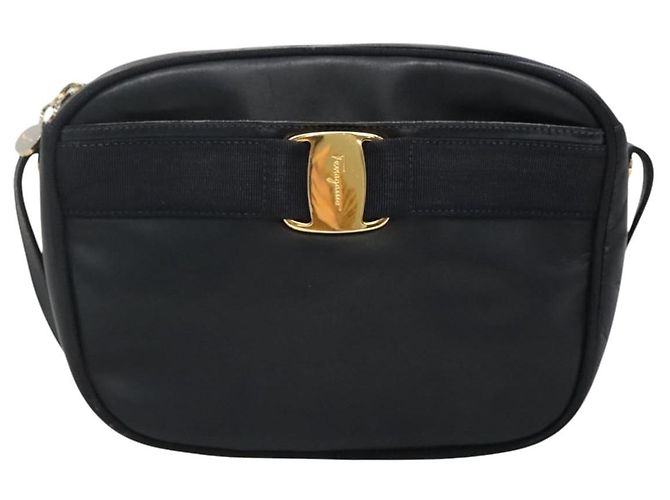 Borsa a Spalla Vala in Pelle Blu Navy Oro di Salvatore Ferragamo Auth bs22996 D'oro - vista 13